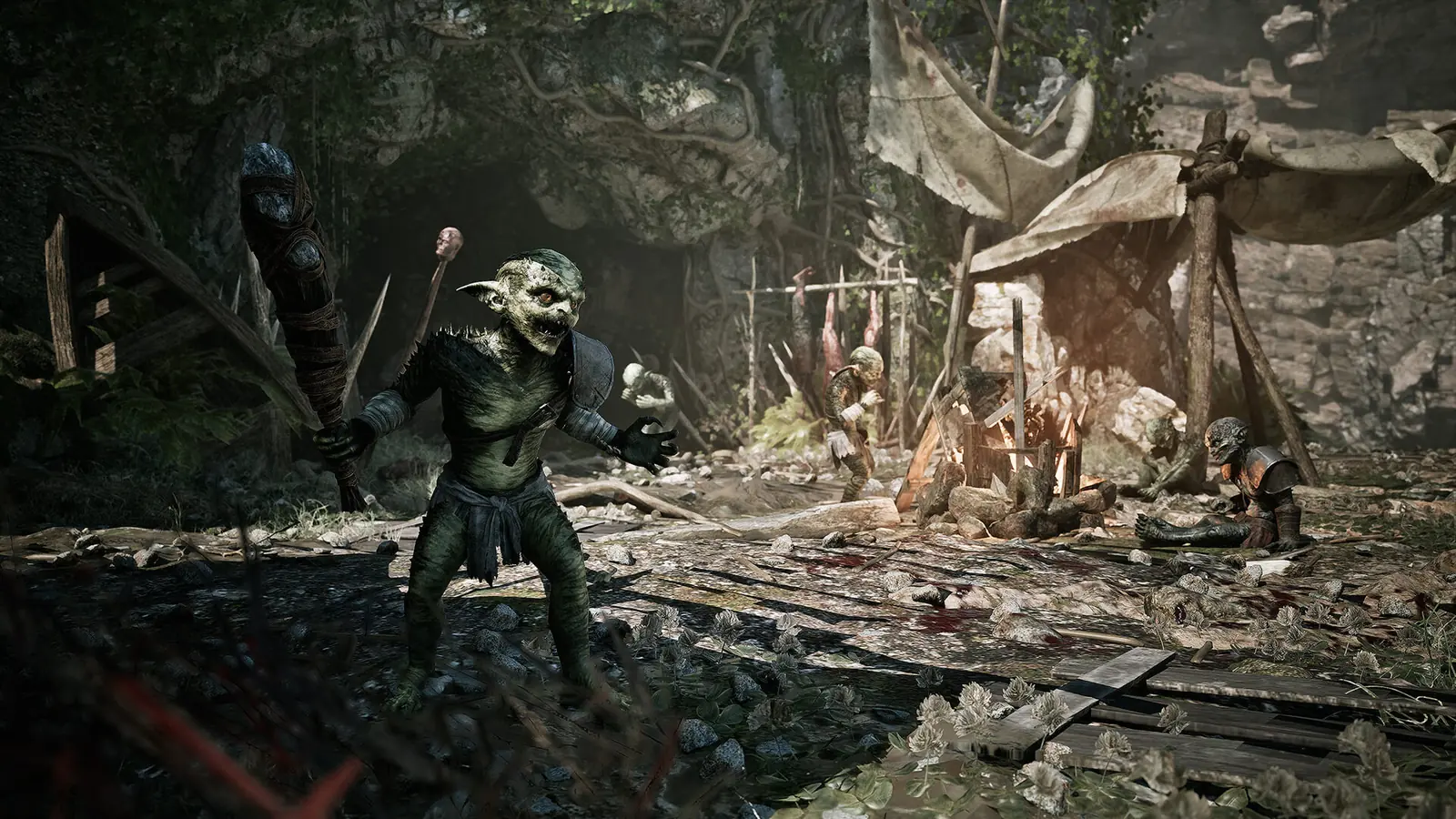 Official Gothic 1 Remake screenshot showing an orc camp encounter