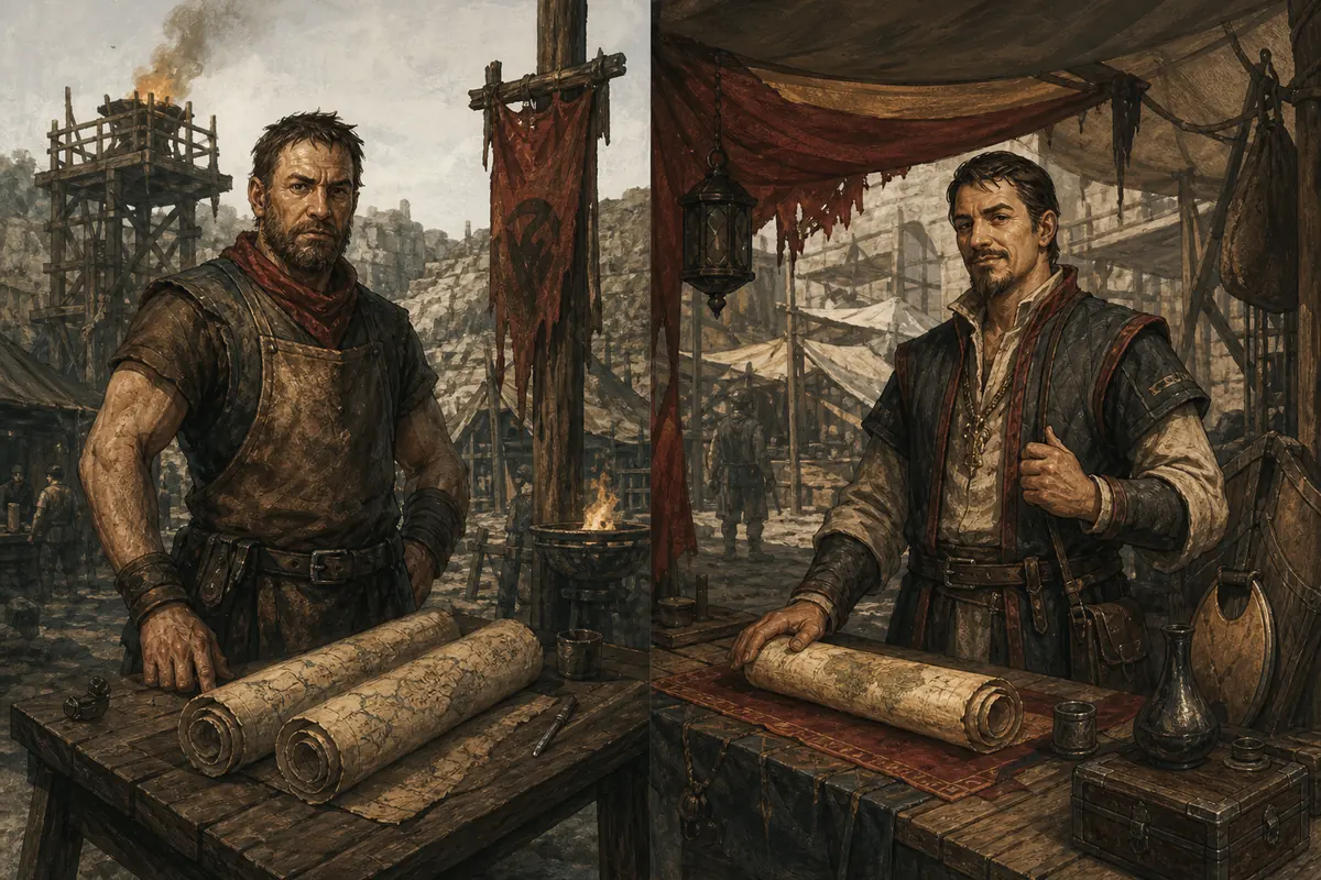 Editorial illustration comparing Graham and Dexter as Gothic 1 Remake map sellers